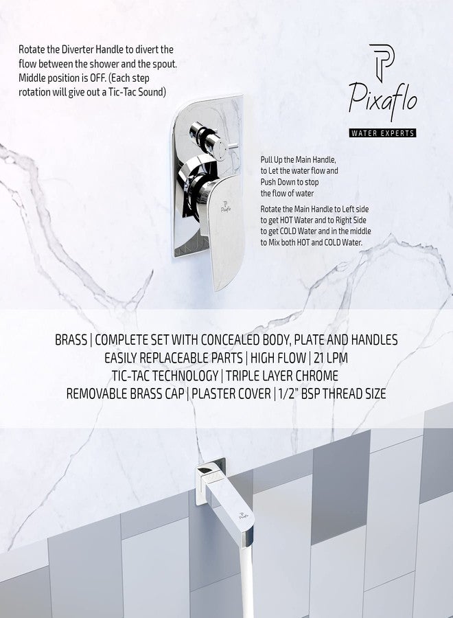 Pixaflo Brass Extant High Flow Single Lever 4 Way / 2 Inlet Diverter | Tic-Tac | Complete Set | Bathroom Shower System | Bathroom Mixer | Chrome Finish - Image 4